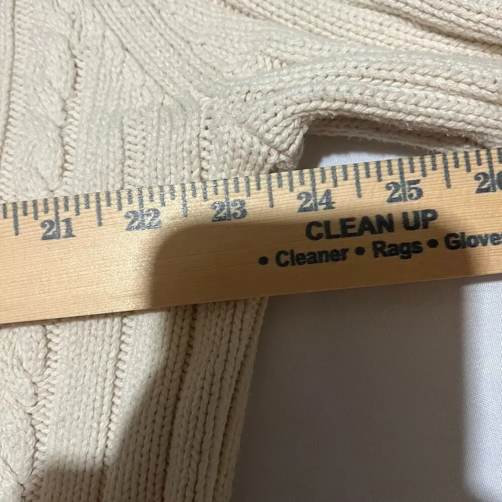 J.Crew Men's Heritage Cotton Cable-Knit V-Neck Sweater Cream Striped XL BI849